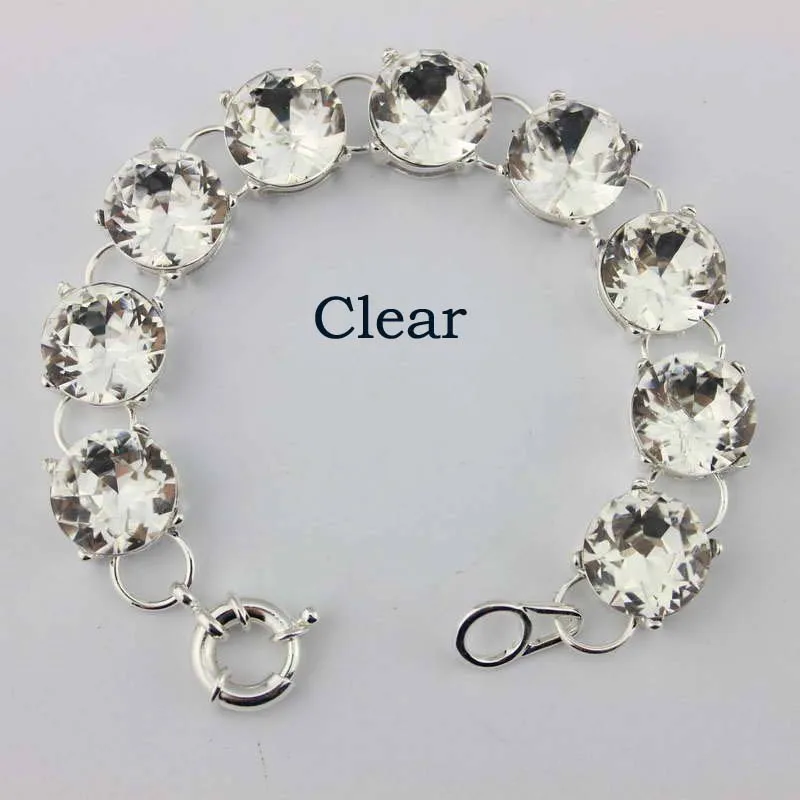 B1483Silver Clear Классический Брендовая дизайнерская обувь ювелирные изделия Стекло с украшением в виде кристаллов Браслеты для Для женщин модная Свадебная вечеринка серебряные, в точку Браслеты 15*15 мм - Окраска металла: B1483Silver Clear