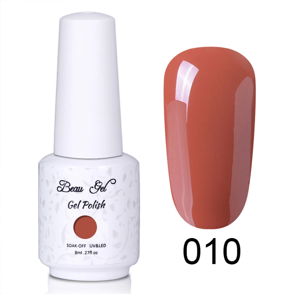 NU010 Beau Gel 8ml Nude Color UV Gel Nail Polish Soak Off Vernis Semi Permanent Hybrid Varnish Gellak Enamel Lacquer Jelly Gel Polish - Цвет: NU010