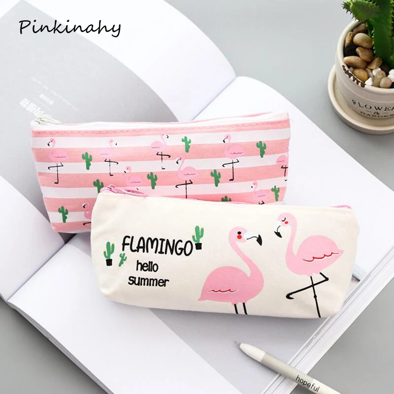 Новые креативные милые розовые брезентовые школьные пеналы с изображением
