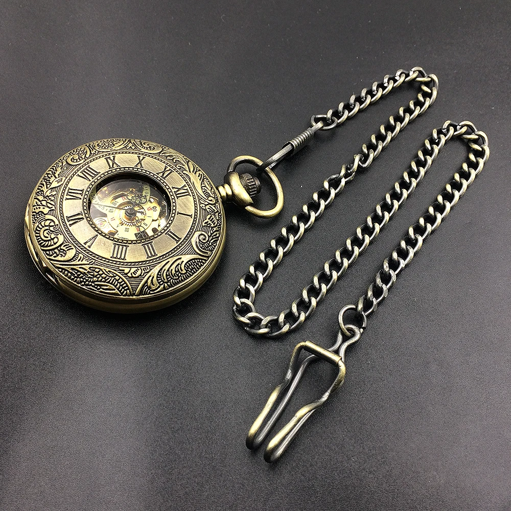 Doule римские цифры полый корпус бронзовый тон Античный стиль ручной Ветер