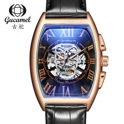 Luxury Ghost Head Skeleton Men Watch Fashion Tonneau Mechanical Watches Dress Business Wristwatch Male Clock Montre Homme | Наручные часы