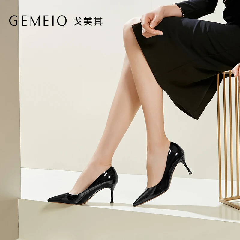 GEMEIQ/2019 г. Весенняя новая обувь открытые туфли из лакированной кожи с закрытым