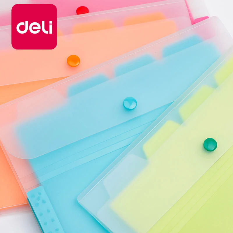 Deli 2 шт. A5 папка для файлов сумка органа расширяемые документы A6 кнопка хранения 4