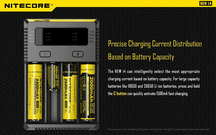 NITECORE I4 зарядное устройство OLED экран Intelli зарядное устройство+ NITECORE 18650 3500mAh 3,6 V 12.6Wh NL1835HP литий-ионный аккумулятор
