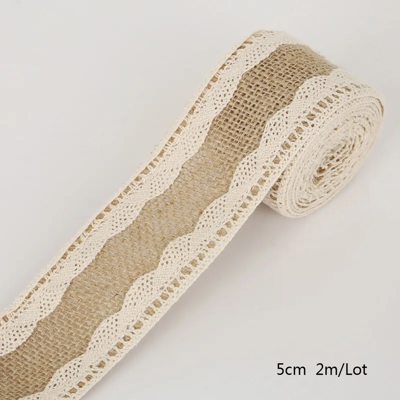 5cm As Pic 2 метра 5 см/6 см на выбор джутовые мешковины рулоны Hessian ленты с кружевом винтажная деревенская Свадьба украшения принадлежности DIY орнамент мешковины - Цвет: 5cm As Pic