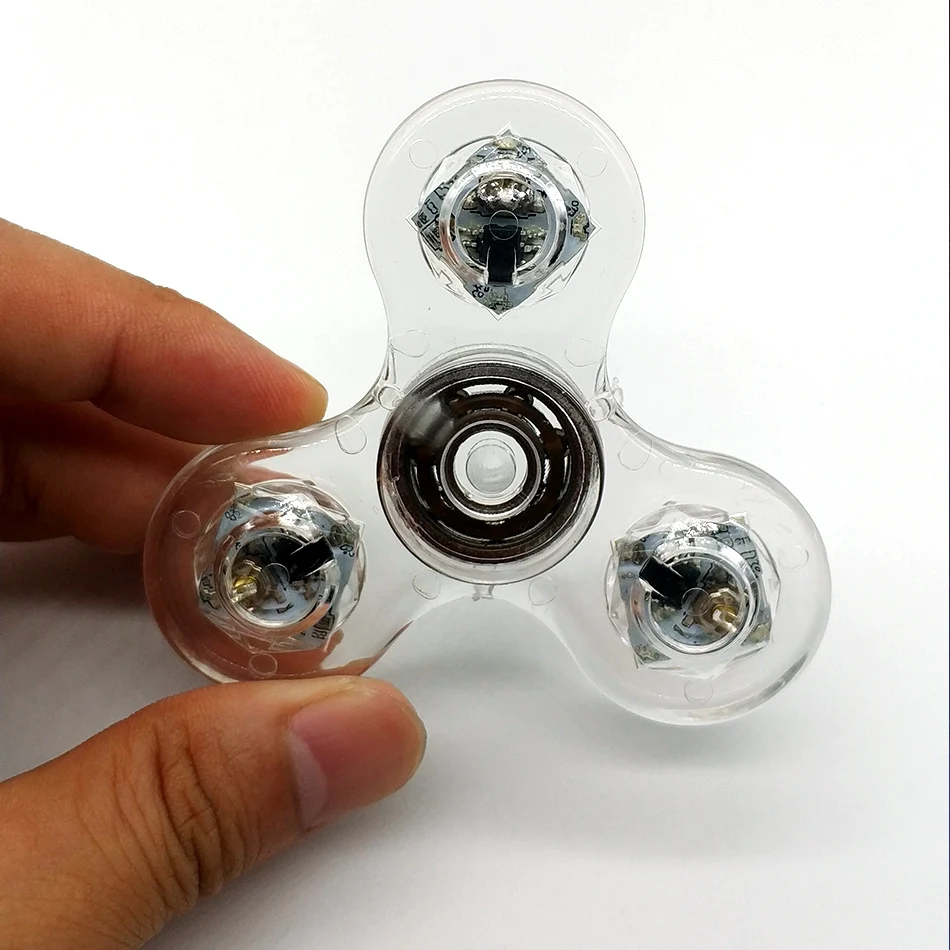 LED Light Fidgets Spinner Finger ABS EDC Hand Tri for Kids Autism ADHD Anxiety Stress Relief Focus Clear Handspinner | Игрушки и хобби