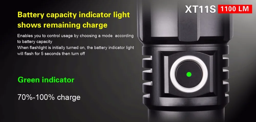 Тактический фонарь Klarus XT11S CREE XP-L HI V3 светодиодный 1100lm дальность луча 330 метров уличный фонарик с батареей+ зарядный кабель