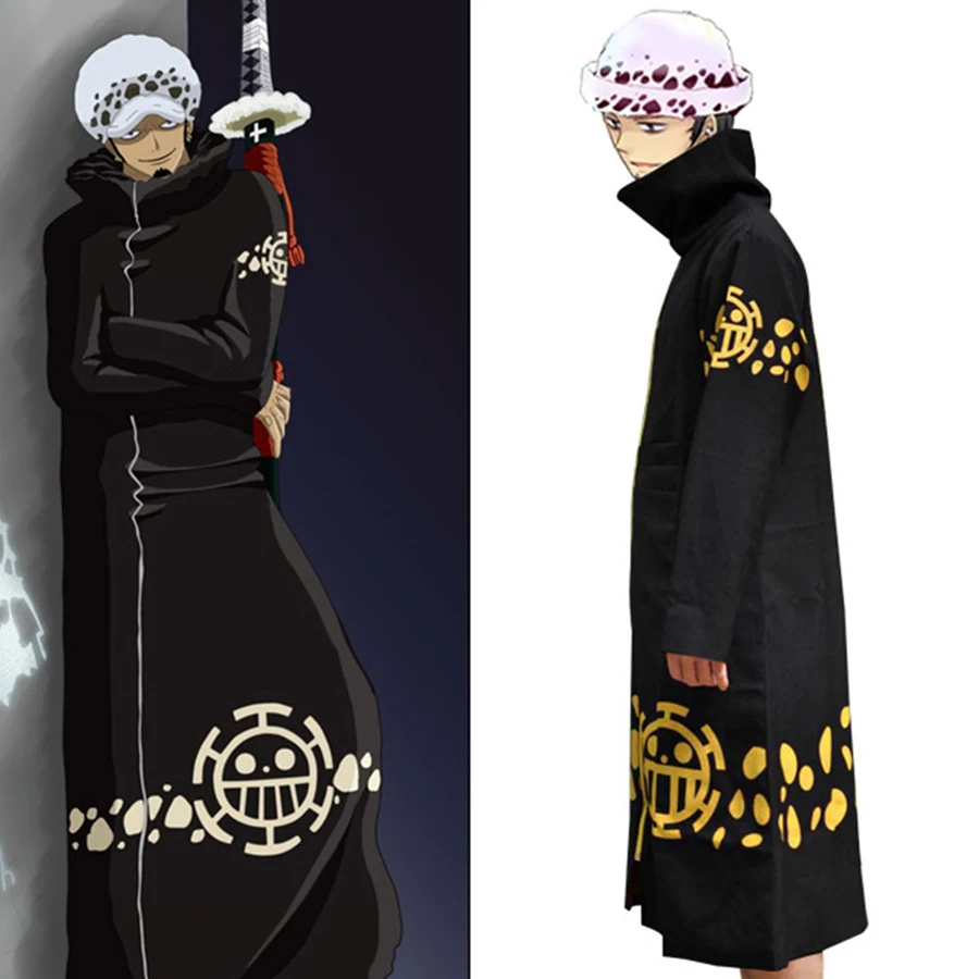 Горячая продажа Аниме Косплей Костюм цельный Трафальгар закон плащ пальто