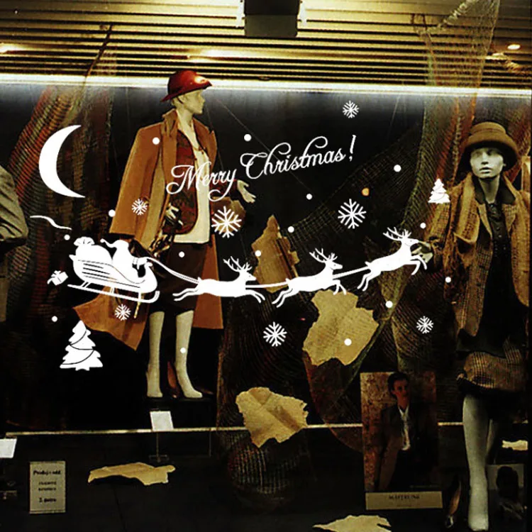 Рождественские украшения рождественские стеклянные наклейки на стену окна для