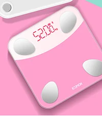 pink and white ICOMON i9 Смарт ванная комната цифровые весы для тела пол Электронный вес человека bmi весы Bluetooth домашний вес ing жир весы баланс - Цвет: pink and white