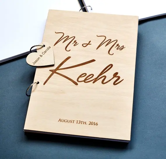 

Custom Wedding Guest Book Wooden Alternative,Rustic Guest Book Wedding, Photo Album,Personalize Mr Mrs Name Guest Book