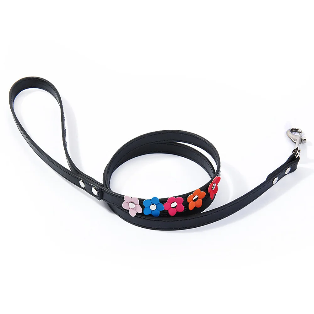 Поводки для собак из искусственной кожи с цветком поводки средних и больших