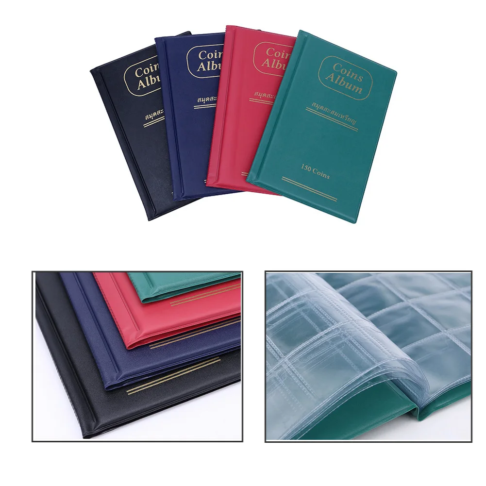 150 карманов из кожи ПУ портативный Альбом для монет вертикальный тип 10 страниц