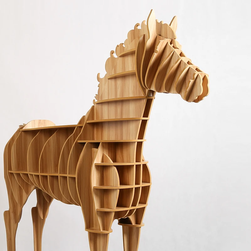 Деревянный стол для домашнего офиса современный оригинальный с большой лошадью