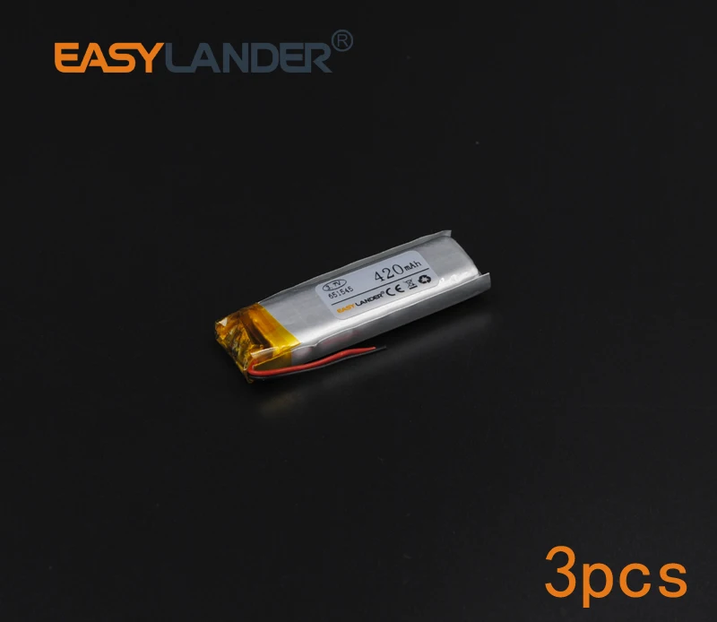 3pcs/Lot 3.7V 420mAh 651545 Rechargeable li Polymer Li-ion Battery For bluetooth headset mp3 MP4 speaker mouse recorder watch