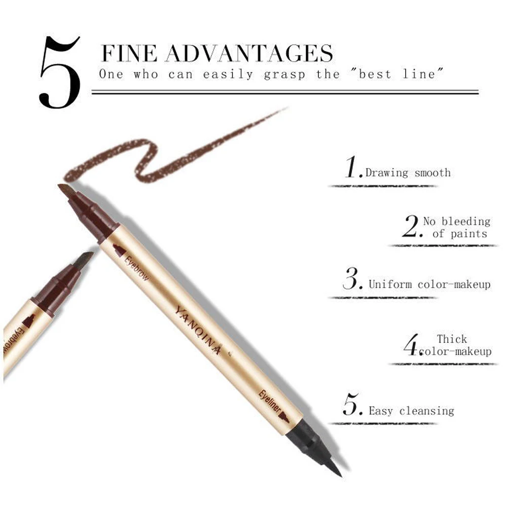 1 шт. Женская водостойкая Двусторонняя подводка для глаз и бровей жидкая ручка