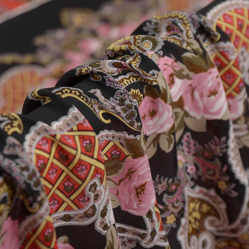 Позиционирование печать мягкая шелковая ткань драпировка шелк двойной