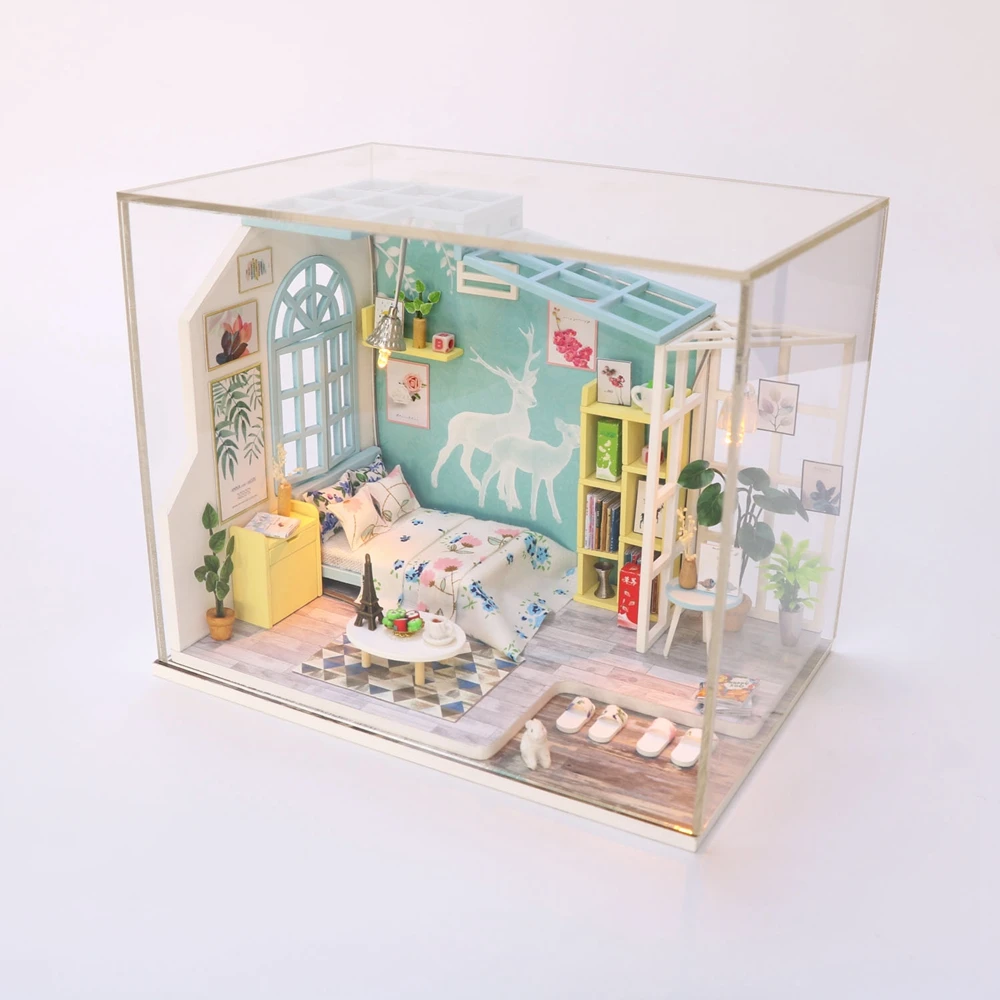 Детские игрушки Diy кукольный домик собирать деревянные Miniaturas кукольный дом мебель миниатюрный кукольный домик Головоломка Развивающие игрушки для детей