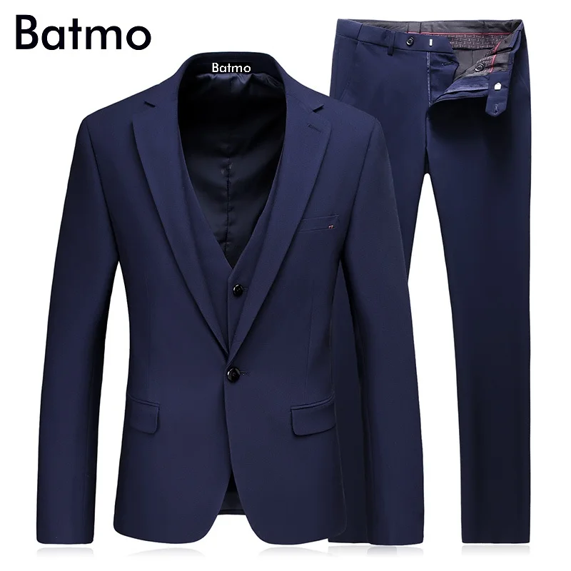 Batmo 2017 новое поступление высококачественное шерстяное синее мужское свадебное