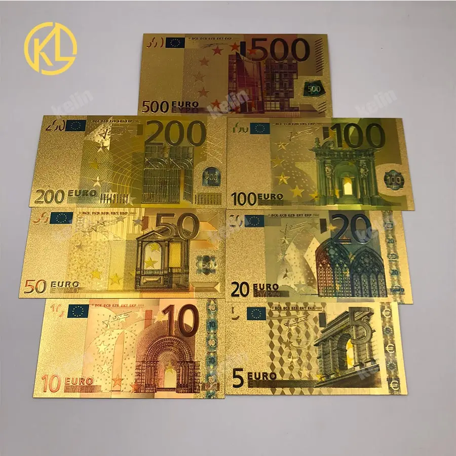 1 шт. цветная евро банкнота 5 золотые банкноты 24K Золотая фольга памятная монета