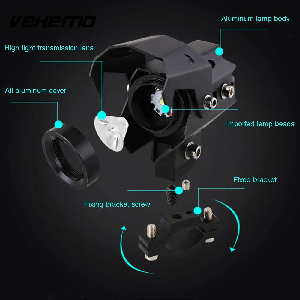 Vehemo U8 мотоциклетные светодиодные фары мото Водонепроницаемые Противотуманные