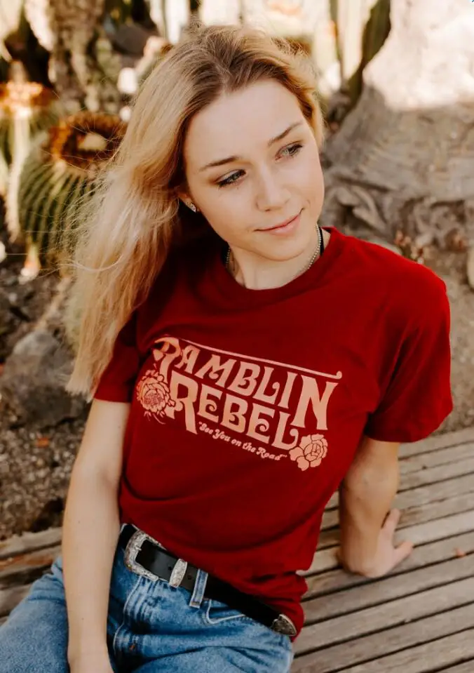 Новинка 2018 женские футболки Ramblin Rebel летние топы в винтажном стиле 80s для