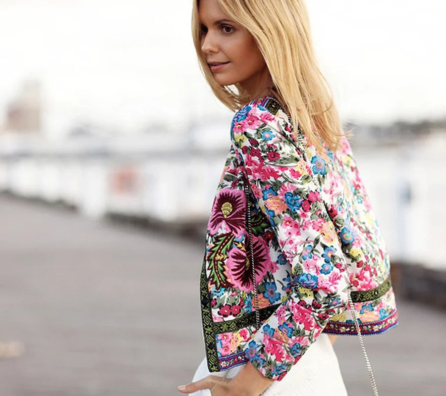 2019 Весенняя Базовая куртка шарф с цветочным принтом женское элегантное