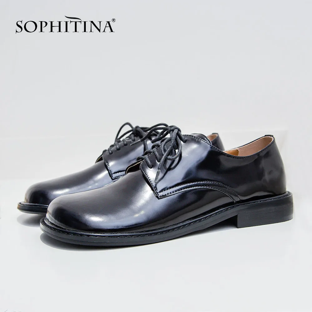 SOPHITINA/Новые модные женские туфли на плоской подошве; сезон весна; Дизайнерская обувь на шнуровке с круглым носком; Повседневная Удобная женская обувь на плоской подошве; MO217
