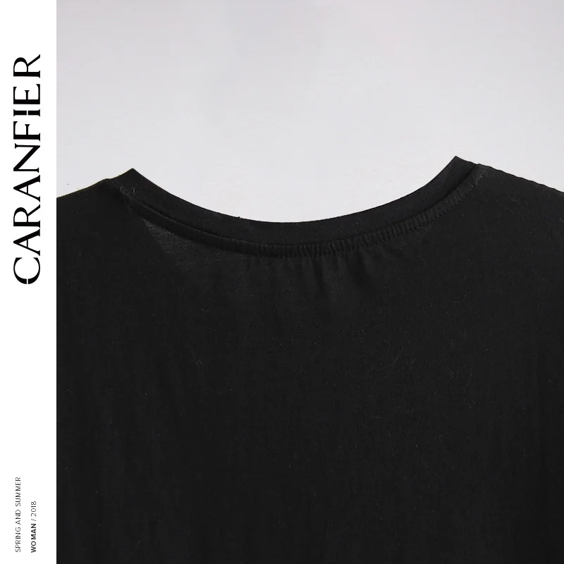 CARANFIER модное Брендовое женское платье с коротким рукавом свободное Хлопковое
