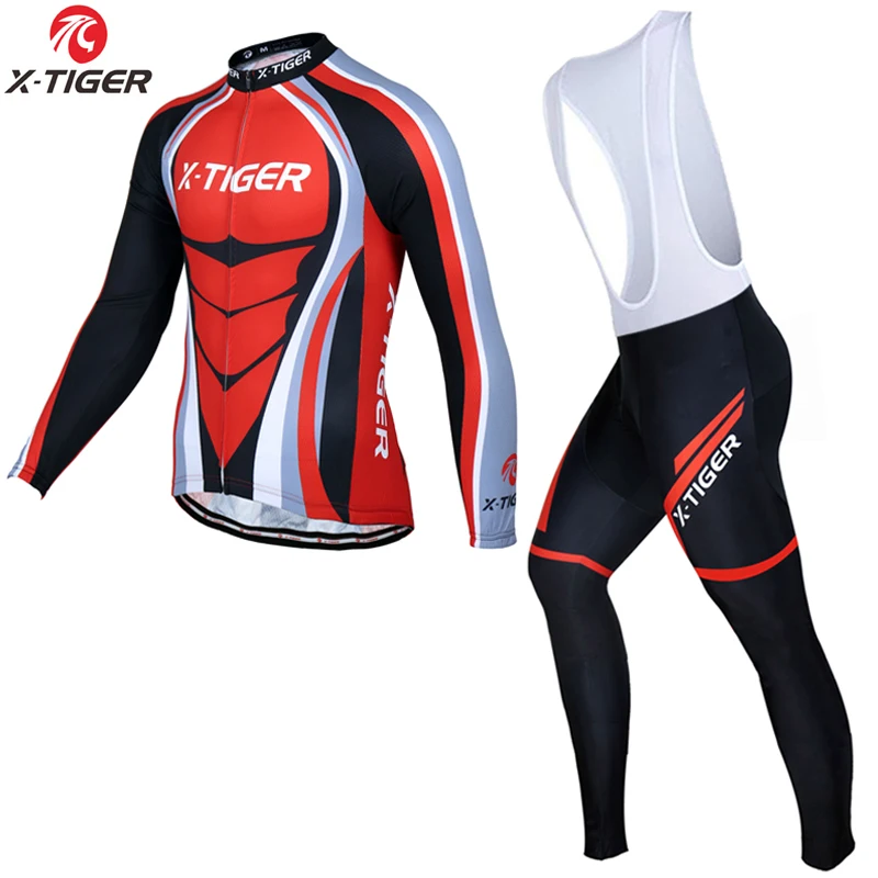 Autumn Bib Set X-Tiger быстросохнущая футболка с длинным рукавом для велоспорта, весенняя одежда для горного велосипеда, одежда для гонок, одежда для велоспорта, Майо, Ropa Ciclismo - Цвет: Autumn Bib Set
