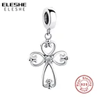 ELESHE 100% 925 Стерлинговое серебро подвеска в форме Креста шарм с камнями, европейские бусы, подходят к оригиналу, очаровательный браслет для женщин, сделай сам, ювелирное изделие, подарок