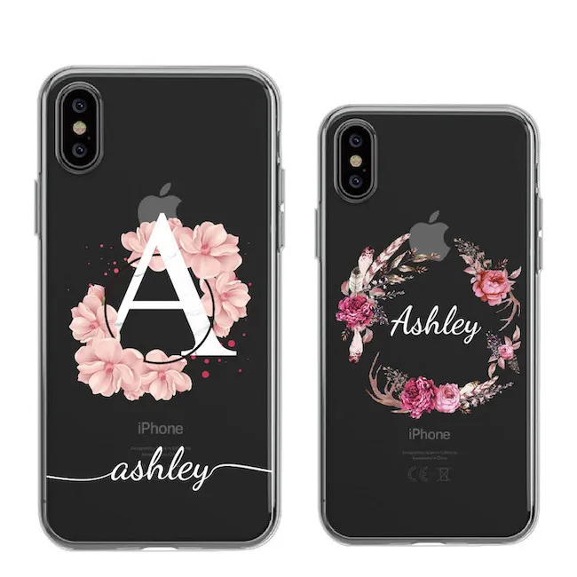 

Custom Personalised Name Vintage Tropical Flower Wreath Bouquet Phone Soft Case For iPhone 12 11 Pro Max XS Max XR X 7Plus 8Plus