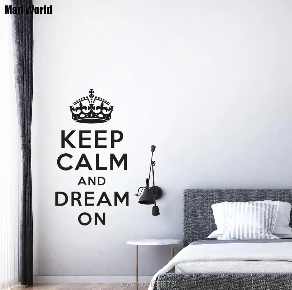 

Mad World-Keep Calm and Dream On Wall Art Stickers Wall Decal Home DIY Decoration Removable Room Decor Wall Stickers