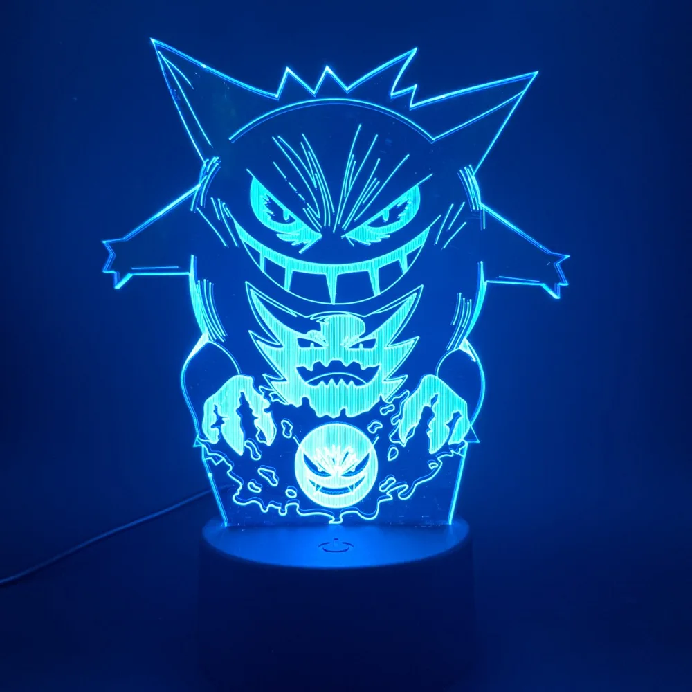Игра Pokemon Go Gengar фигурка светодиодный 3d-ночник лучший подарок для детей Детская спальня декоративный атмосферный ночник лампа 3d