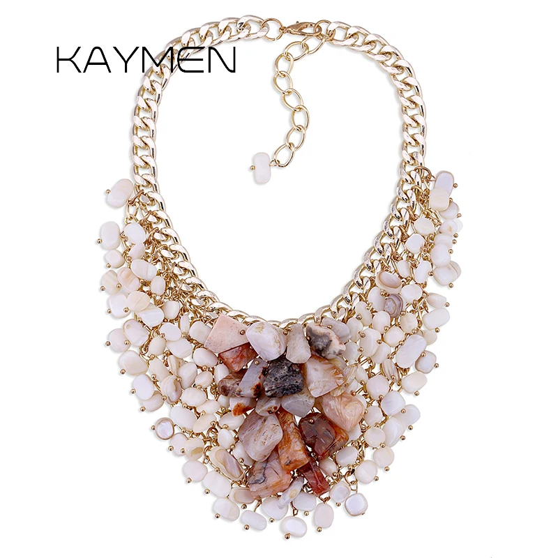 KAYMEN Новый Особое ручной работы из натурального камня с стеклянные бусы ткачество