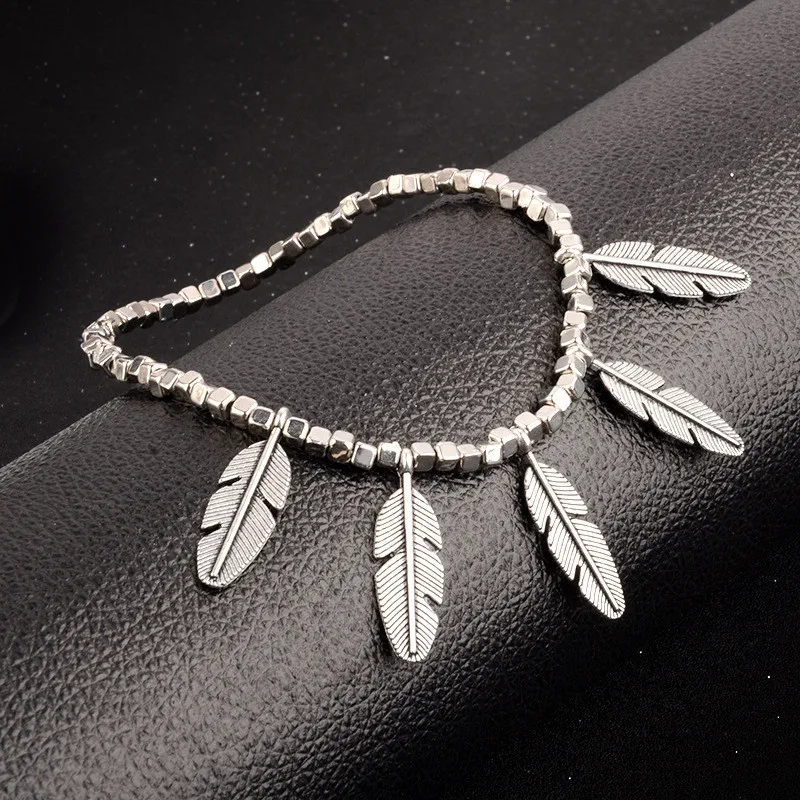 Boho браслет на щиколотке для женщин пляжный нержавеющая сталь винтажный античный