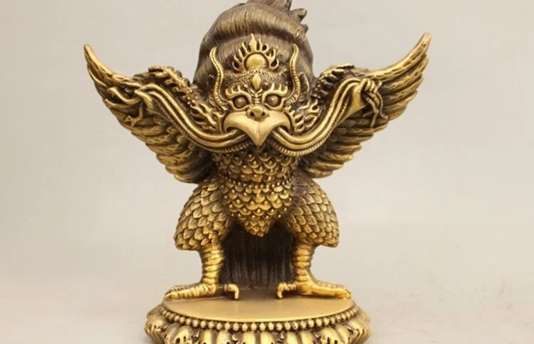 Тибетский медный латунный Гаруда птица Бог буддизм тутеларное божество статуя