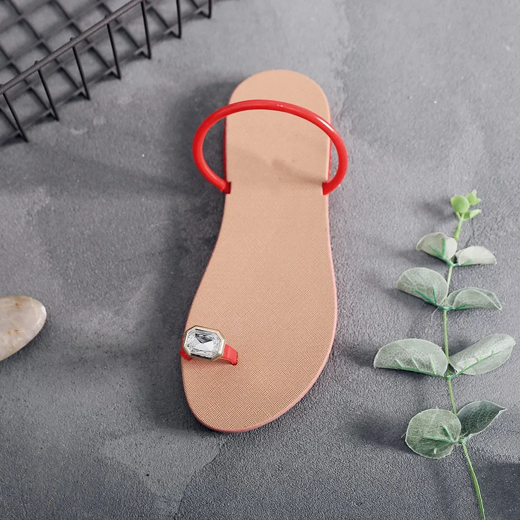 SAGACE/женские шлепанцы; Летние вьетнамки; пляжная обувь; Женская обувь в богемном римском стиле; стразы; шлепанцы на плоской подошве с носком