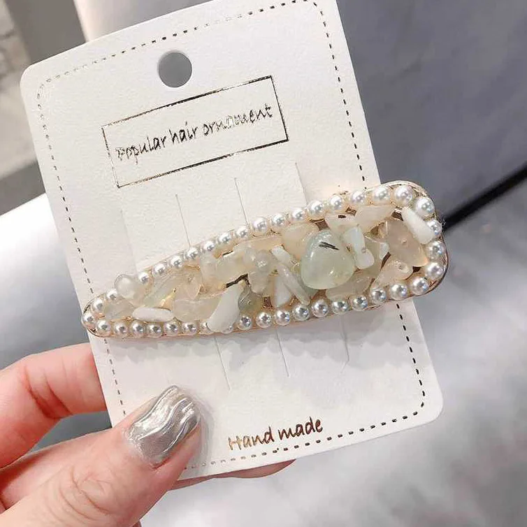 Pearl металлический зажим для волос ободок Гребень Pin Барретт конфеты камень шпильки головной убор аксессуары Красота Инструменты для укладки - Цвет: 4