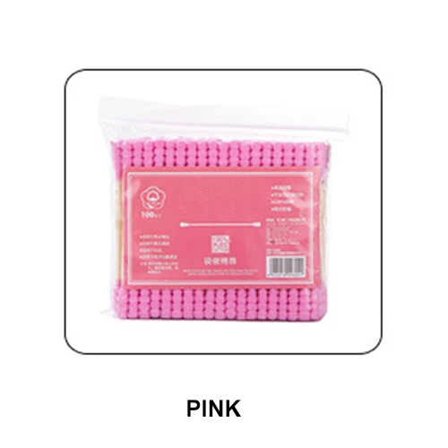 Bag-Pink Spiral 100pcs/pack Double Head Cotton Swab Ear Cleaning Soft Disposable Medical Wood Sticks Health Care Beauty Makeup Tools Nail Brush - Цвет: Bag-Pink Spiral