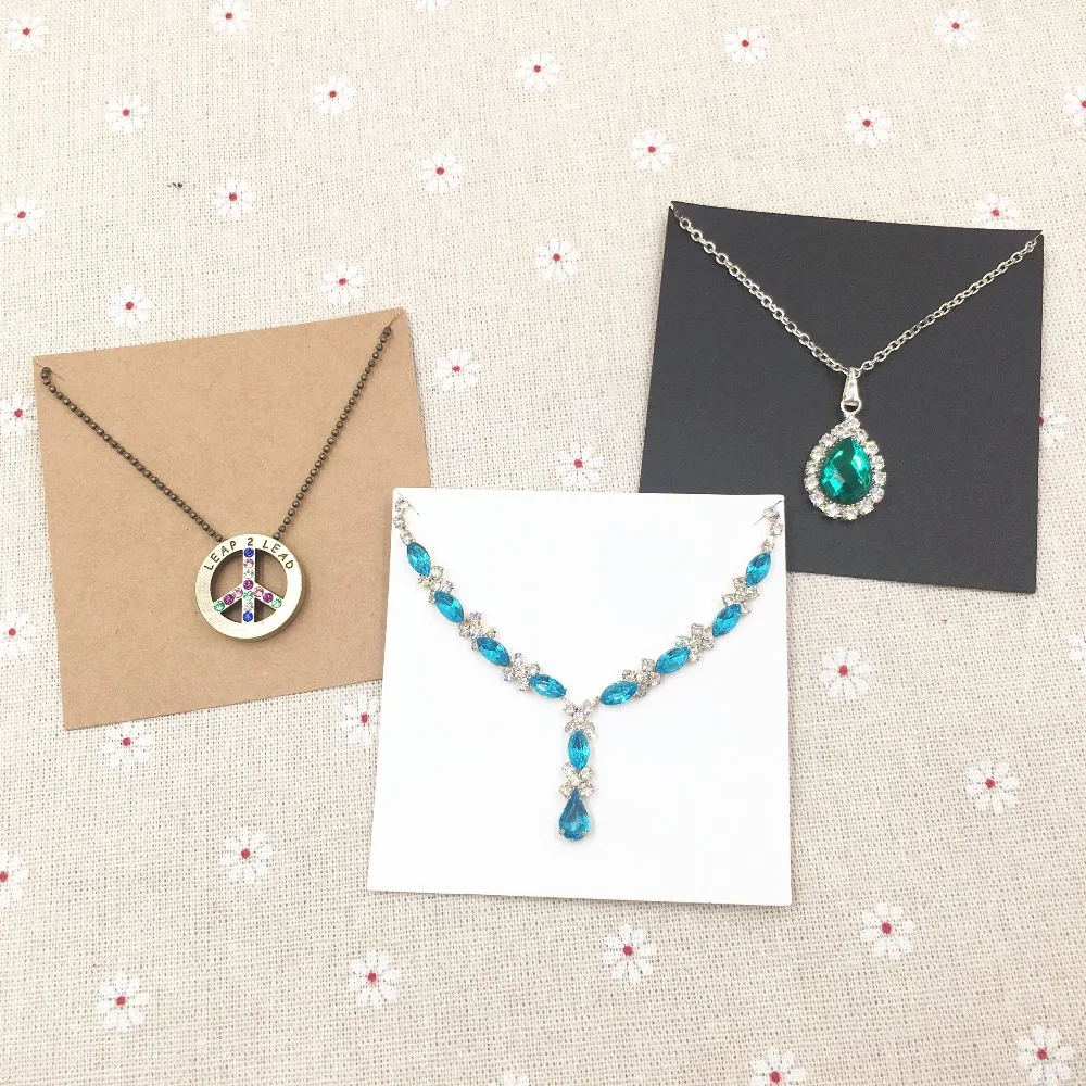 100 шт чистые Пустые Квадратные ожерелья карты Крафт бумага с Opp мешком для