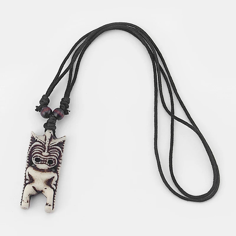 Оптовая продажа 6 шт. коричневые/белые мужские подвески и ожерелье черные Вощеные