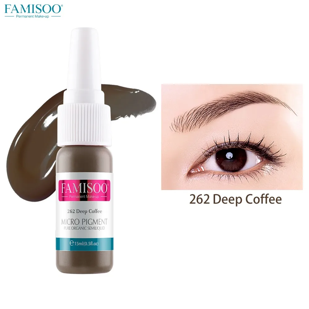 FAMISOO Deep Coffee Ink Permanent Makeup Pigment 15Ml Cosmetic Tattoo Set Paint For Microblading Eyebrow Lip Body | Красота и
