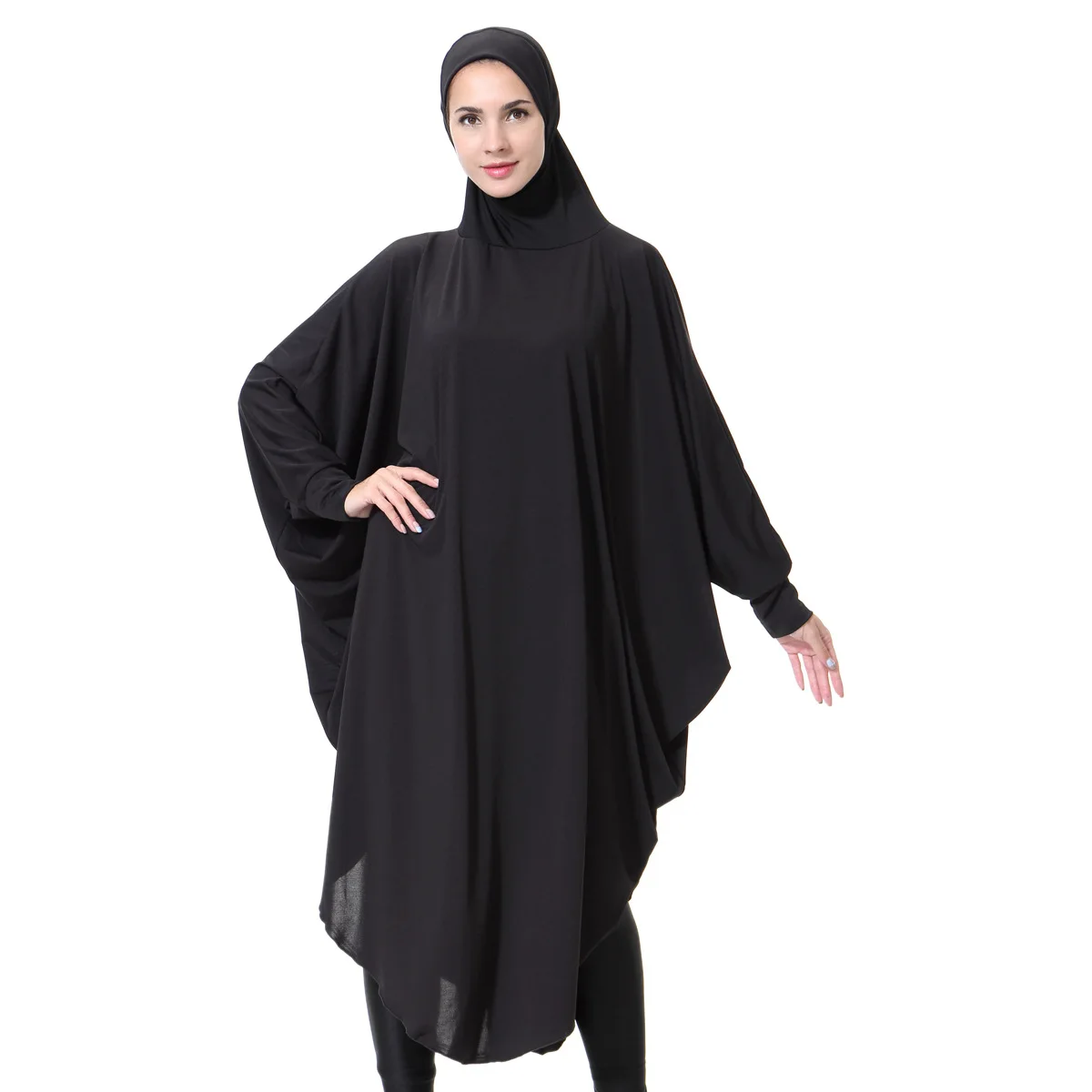 Женское мусульманское длинное платье с накидкой Hijabs Abayas черное в мусульманском