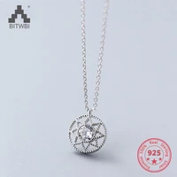 2018 new style s925 sterling silver classical bling bling zircon round pendants necklace womem jewelry