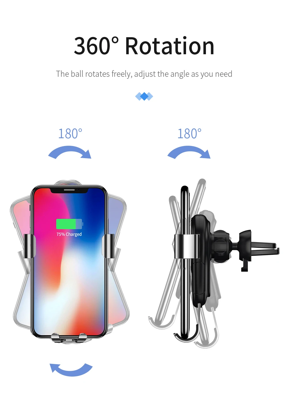 FPU 10 Вт Qi Беспроводное зарядное устройство для iPhone Xs Max XR X 8 гравитационный Быстрый автомобильный беспроводной зарядный держатель для Xiaomi Mi9 samsung S10 S9 S8