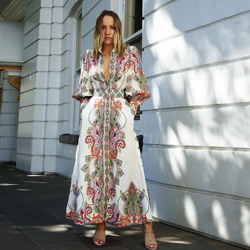 2019 Новое поступление хлопковое льняное богемное женское длинное платье с