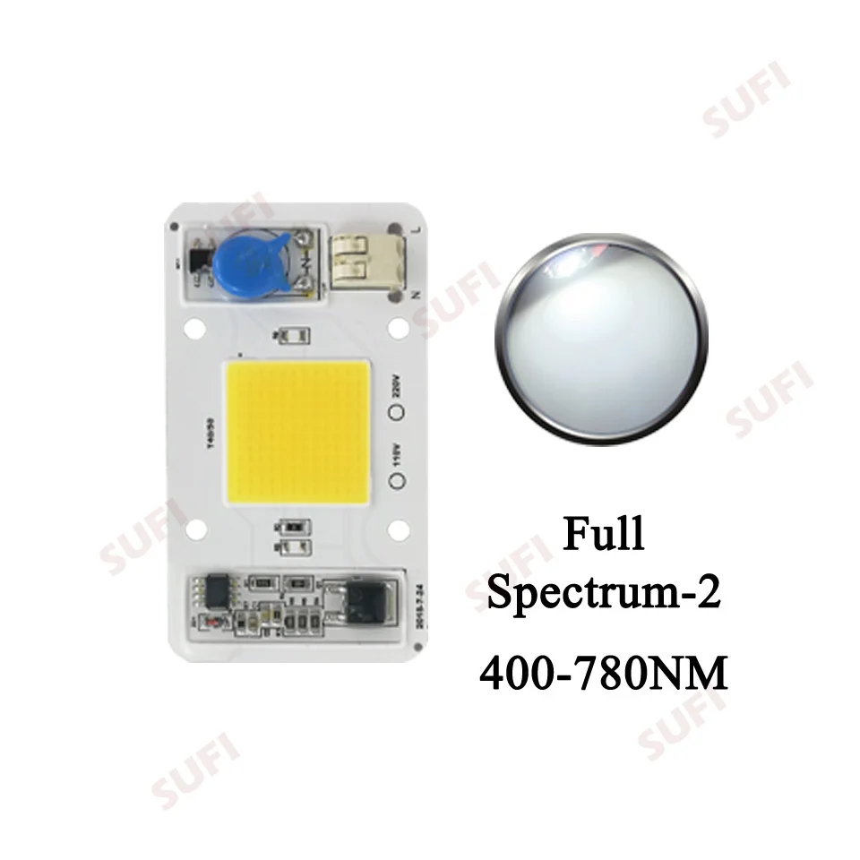 Full Spectrum-2 Smart IC 20 Вт 30 Вт 50 Вт теплый натуральный холодный белый красный зеленый синий полный спектр ac220в чип для светодиодной лампы Открытый Светодиодный светильник для выращивания точечный светильник - Испускаемый цвет: Full Spectrum-2