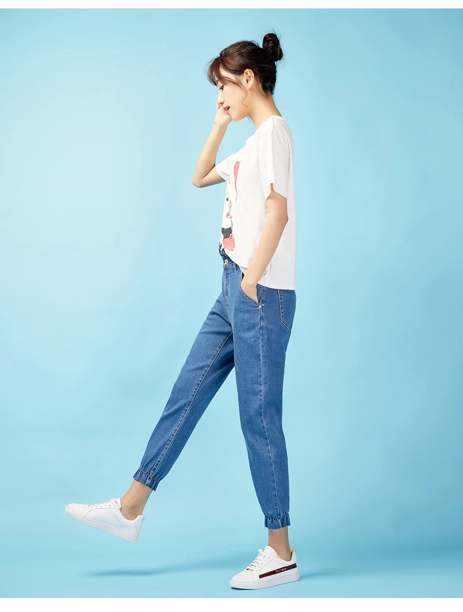LEIJIJEANS Новое поступление весна средняя талия Свободные повседневные женские джинсы светильник синий бойфренд стиль размера плюс свободные женские джинсы 9034