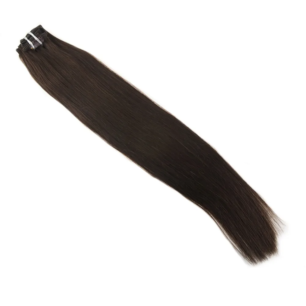 Moresoo темно-коричневые#2 волосы remy для наращивания на заколках, человеческие волосы для наращивания, 7 штук/100 г, волосы с двойным плетением